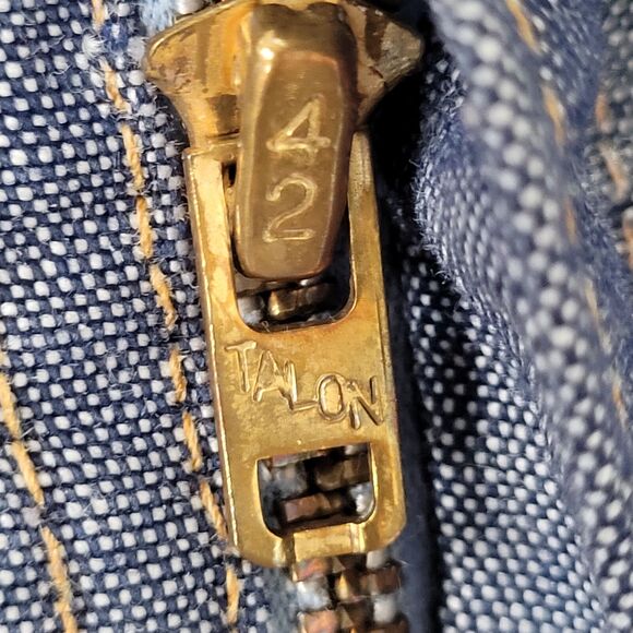 VTG 70s Levis Orange Tab Flares 30x26 Talon Zip Hippie Bell Bottoms Cropped - Picture 3 of 16